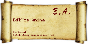 Bács Anina névjegykártya